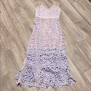 Lilac and beige lacy long dress NWT
